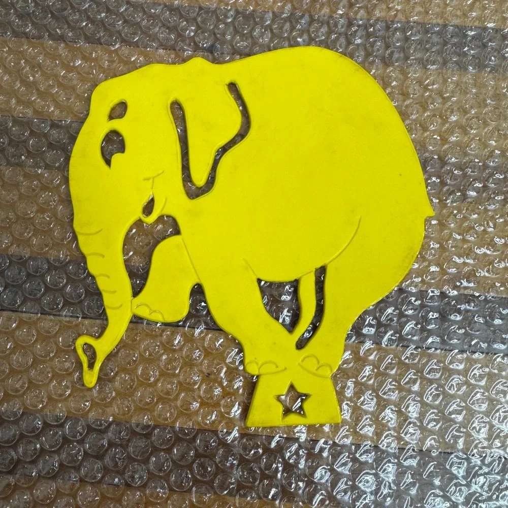 Vintage Yellow Elephant Cutout Decoration Decor Craft Supplies Stencil Pie